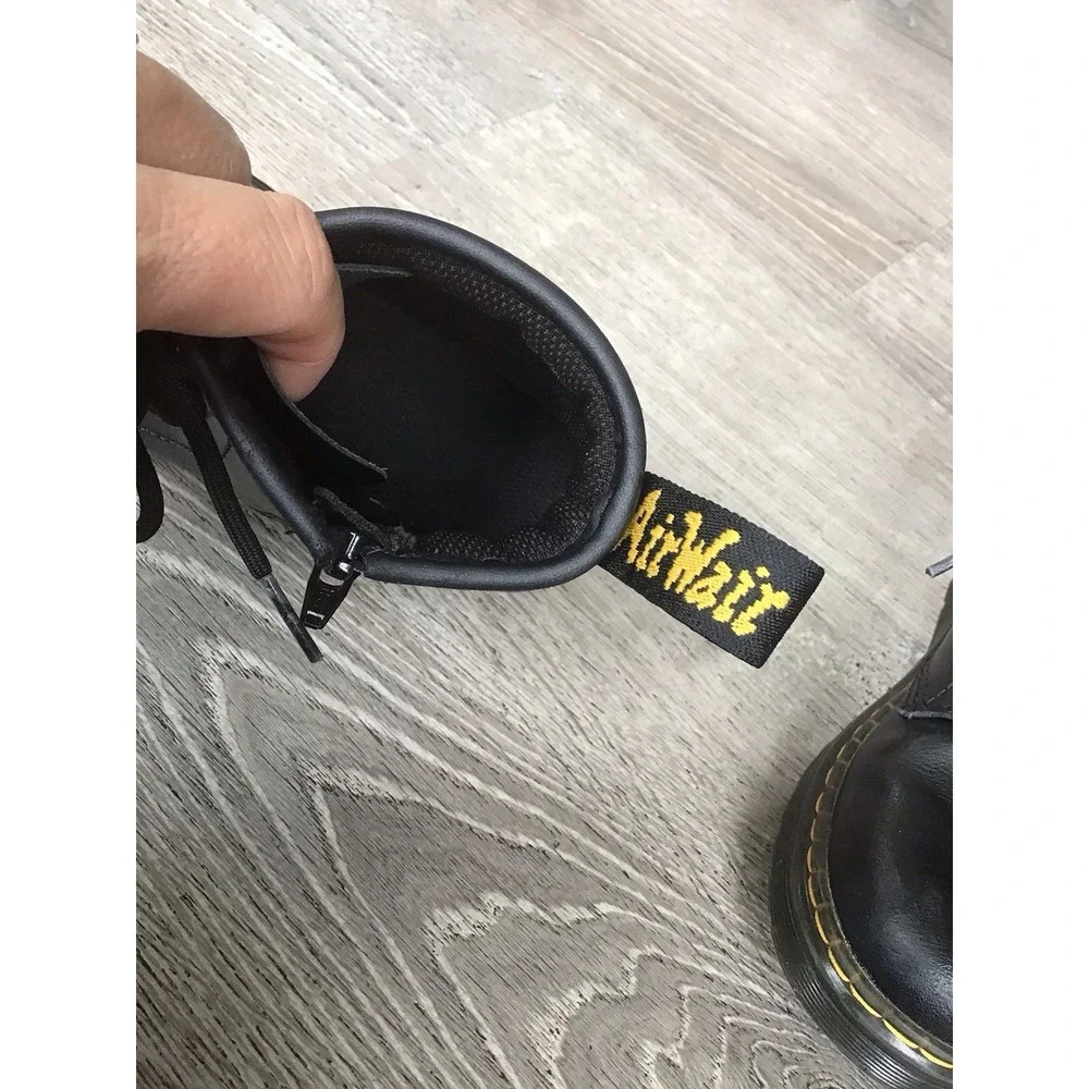 Doc Martens Zavala J Leather Combat Boots Black Kids Size 3 Youth Boot Dr.